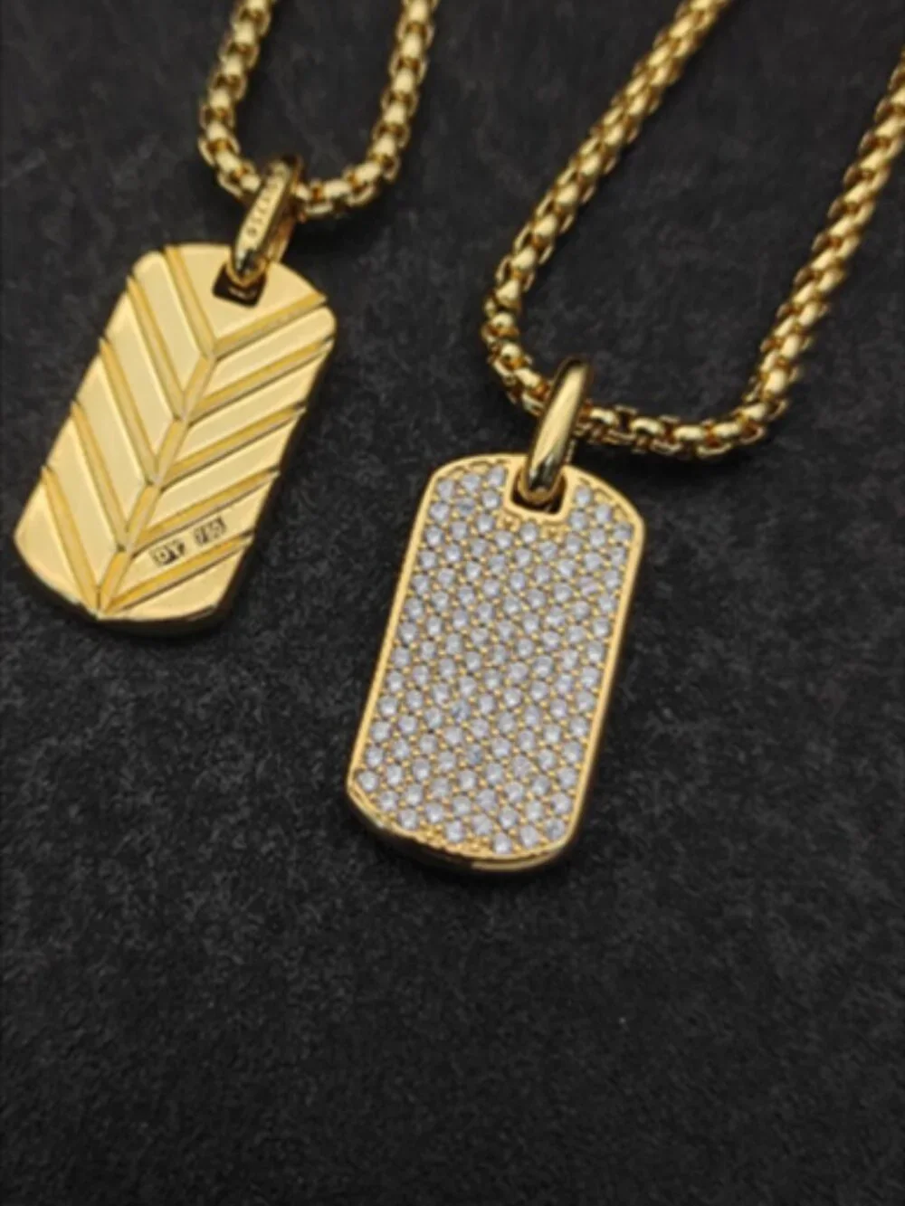 🔶David's Cool and Chic Full Diamond Military Tag Necklace💫 - Picture 2 of 8
